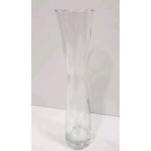 Vintage Blown Glass Bud Vase Grape Etched 9.5” Tall Crystal